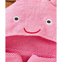 Babyhug Cotton Hooded Towel Animal Patch - Pink
