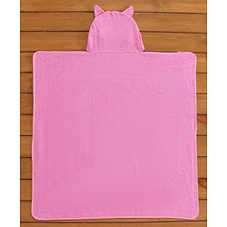 Babyhug Woven Terry Hooded Towel Owl Print - Pink