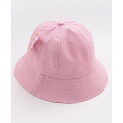 Babyhug Free Size Cotton Bucket Hat with Bunny Ears Pink - Diameter 26 cm