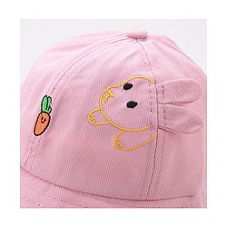 Babyhug Free Size Cotton Bucket Hat with Bunny Ears Pink - Diameter 26 cm
