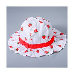 Babyhug Strawberry Printed Bucket Hat - White Red