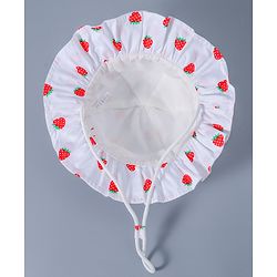 Babyhug Strawberry Printed Bucket Hat - White Red