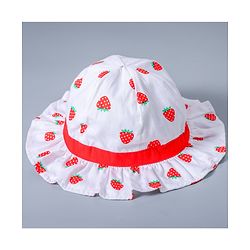 Babyhug Strawberry Printed Bucket Hat - White Red
