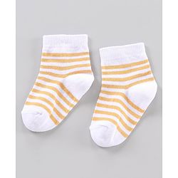 Cute Walk by Babyhug Ankle Length Antibacterial Socks Stripe And Car Design Pack Of 3 - Blue Red Yellow
