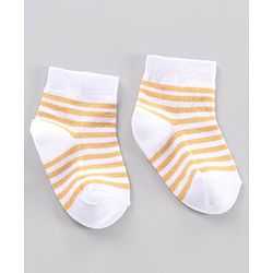 Cute Walk by Babyhug Ankle Length Antibacterial Socks Stripe And Car Design Pack Of 3 - Blue Red Yellow