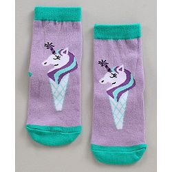 Cutewalk by Babyhug Anti-Bacterial Ankle Length Socks Pack of 3 - Blue Violet