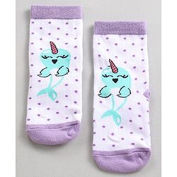 Cutewalk by Babyhug Anti-Bacterial Ankle Length Socks Pack of 3 - Blue Violet