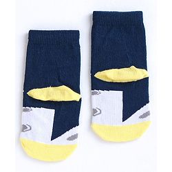 Cute Walk by Babyhug Ankle Length Anti Bacterial Socks Space Design Pack of 3 - Blue White