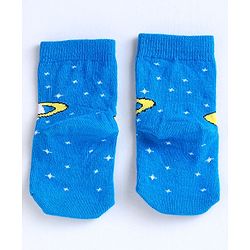 Cute Walk by Babyhug Ankle Length Anti Bacterial Socks Space Design Pack of 3 - Blue White