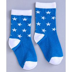 Cute Walk by Babyhug Mid Calf Length Anti Bacterial Socks Star Design Pack of 3 - Blue White