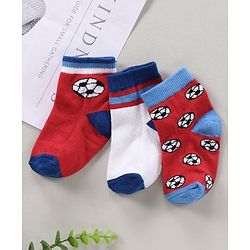 Cute Walk by Babyhug Ankle Length Antibacterial Socks Dino Design Pack of 3 - Red Black
