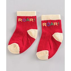 Cute Walk by Babyhug Ankle Length Anti-Bacterial Striped Socks Lion Design Pack of 3 - Blue Red Grey