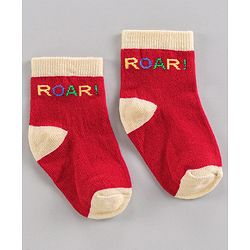Cute Walk by Babyhug Ankle Length Anti-Bacterial Striped Socks Lion Design Pack of 3 - Blue Red Grey