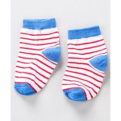 Cute Walk by Babyhug Ankle Length Anti Bacterial Socks Stripes Print Pack of 3- Blue & Red
