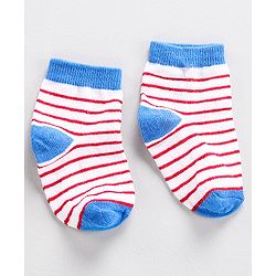 Cute Walk by Babyhug Ankle Length Anti Bacterial Socks Stripes Print Pack of 3- Blue & Red