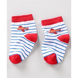 Cute Walk by Babyhug Ankle Length Anti Bacterial Socks Stripes Print Pack of 3- Blue & Red
