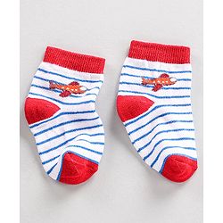 Cute Walk by Babyhug Ankle Length Anti Bacterial Socks Stripes Print Pack of 3- Blue & Red