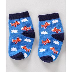 Cute Walk by Babyhug Ankle Length Anti Bacterial Socks Stripes Print Pack of 3- Blue & Red