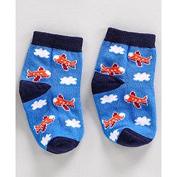 Cute Walk by Babyhug Ankle Length Anti Bacterial Socks Stripes Print Pack of 3- Blue & Red