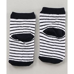 Cute Walk by Babyhug Ankle Length Antibacterial Socks Bear Stripe And Star Design Pack Of 3 - Black White Brown