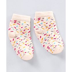 Cutewalk by Babyhug Anti-bacterial Ankle Length Socks Pack of 5 Ice Cream Design - Pink Black