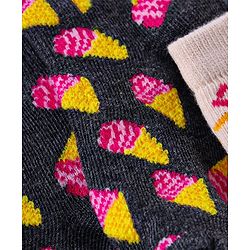 Cutewalk by Babyhug Anti-bacterial Ankle Length Socks Pack of 5 Ice Cream Design - Pink Black