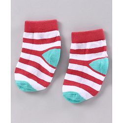 Cutewalk by Babyhug Anti-bacterial Ankle Length Terry Socks Pack of 5 Striped - Yellow Blue Orange Navy Red