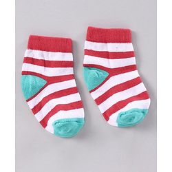 Cutewalk by Babyhug Anti-bacterial Ankle Length Terry Socks Pack of 5 Striped - Yellow Blue Orange Navy Red