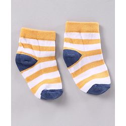 Cutewalk by Babyhug Anti-bacterial Ankle Length Terry Socks Pack of 5 Striped - Yellow Blue Orange Navy Red