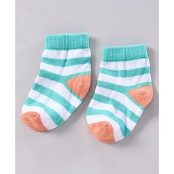 Cutewalk by Babyhug Anti-bacterial Ankle Length Terry Socks Pack of 5 Striped - Yellow Blue Orange Navy Red