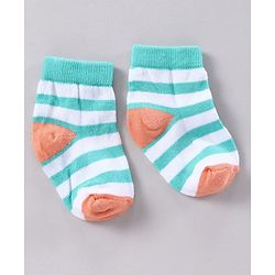 Cutewalk by Babyhug Anti-bacterial Ankle Length Terry Socks Pack of 5 Striped - Yellow Blue Orange Navy Red