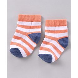 Cutewalk by Babyhug Anti-bacterial Ankle Length Terry Socks Pack of 5 Striped - Yellow Blue Orange Navy Red