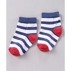Cutewalk by Babyhug Anti-bacterial Ankle Length Terry Socks Pack of 5 Striped - Yellow Blue Orange Navy Red