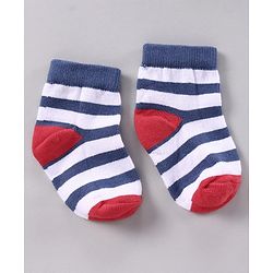 Cutewalk by Babyhug Anti-bacterial Ankle Length Terry Socks Pack of 5 Striped - Yellow Blue Orange Navy Red