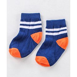 Cute Walk by Babyhug Ankle Length Anti Bacterial Striped Socks Pack of 5 - Blue Yellow Orange