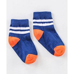 Cute Walk by Babyhug Ankle Length Anti Bacterial Striped Socks Pack of 5 - Blue Yellow Orange