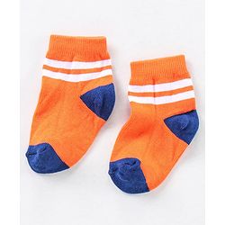 Cute Walk by Babyhug Ankle Length Anti Bacterial Striped Socks Pack of 5 - Blue Yellow Orange