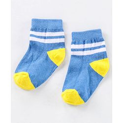 Cute Walk by Babyhug Ankle Length Anti Bacterial Striped Socks Pack of 5 - Blue Yellow Orange