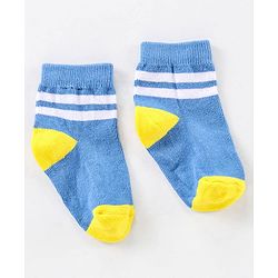 Cute Walk by Babyhug Ankle Length Anti Bacterial Striped Socks Pack of 5 - Blue Yellow Orange