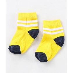Cute Walk by Babyhug Ankle Length Anti Bacterial Striped Socks Pack of 5 - Blue Yellow Orange