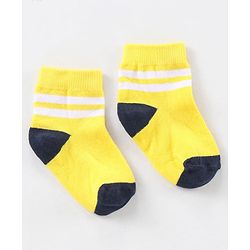 Cute Walk by Babyhug Ankle Length Anti Bacterial Striped Socks Pack of 5 - Blue Yellow Orange