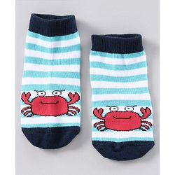 Cutewalk by Babyhug Anti-bacterial Ankle Length Terry Socks Pack of 5 Crab Design - Blue Navy White
