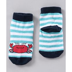 Cutewalk by Babyhug Anti-bacterial Ankle Length Terry Socks Pack of 5 Crab Design - Blue Navy White