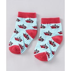 Cutewalk by Babyhug Anti-bacterial Ankle Length Terry Socks Pack of 5 Crab Design - Blue Navy White
