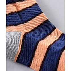 Cute Walk by Babyhug Ankle Length Antibacterial Cotton Socks Stripe Design Pack Of 5 - Blue Grey Red Orange