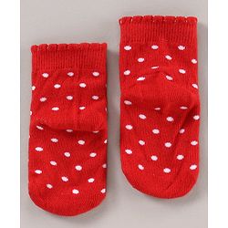 Cute Walk by Babyhug Cotton Blend Ankle Length Anti Bacterial Socks Strawberry Design Pack of 3 - Red Pink