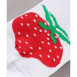 Cute Walk by Babyhug Cotton Blend Ankle Length Anti Bacterial Socks Strawberry Design Pack of 3 - Red Pink