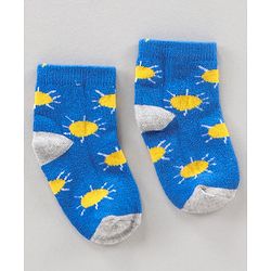 Cute Walk by Babyhug Ankle Length Anti Bacterial Socks Sun Design Pack of 3 - Blue White