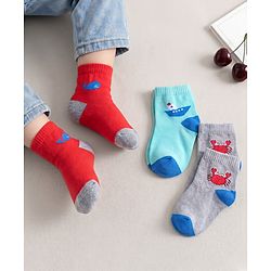 Cute Walk by Babyhug Ankle Length Anti Bacterial Socks Printed Pack of 3 - Multicolour