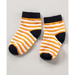 Cute Walk by Babyhug Cotton Anti Bacterial Ankle Length Socks Striped Pack of 3 - Multicolour